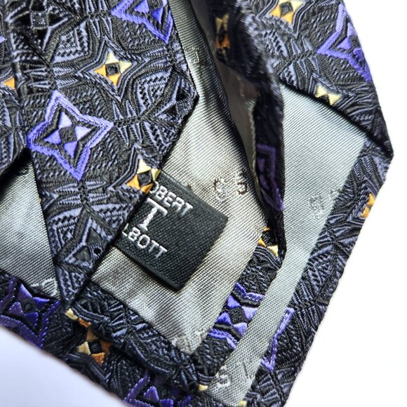 Robert Talbott Men's Necktie Silk Best of Class Geometric Black Purple Y… - Picture 7 of 7